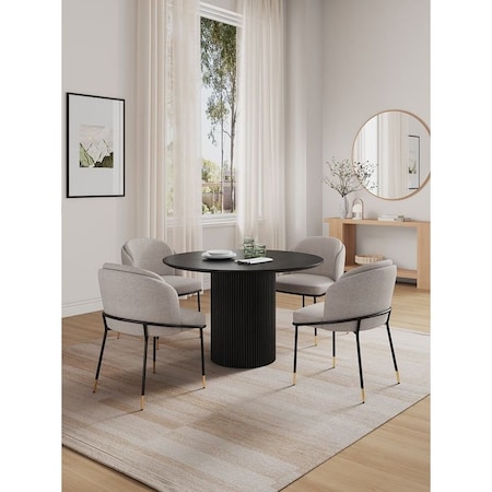 Manhattan Comfort Round Dining Set of 5, 47.24 in L, American Solid Ash Wood, Black 4-DT03DC052-WT